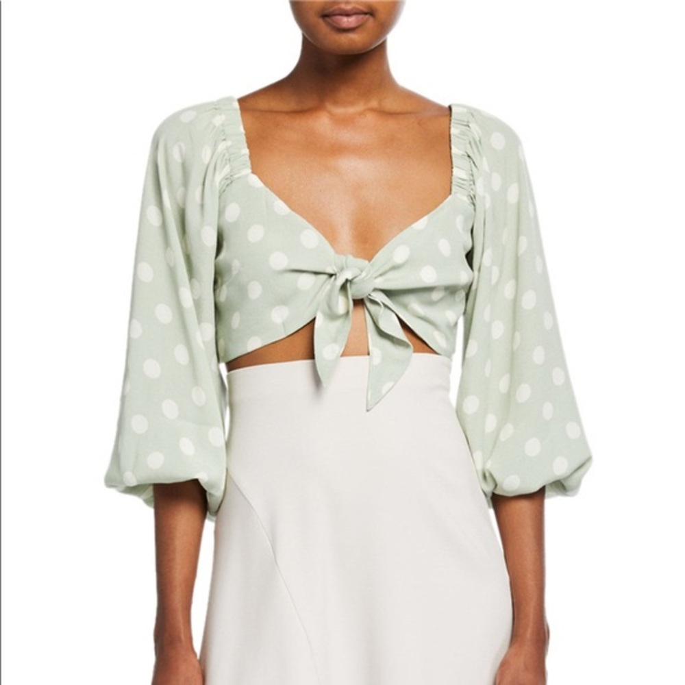 CAPULET Helene Polka Dot Tie Front Crop Top S